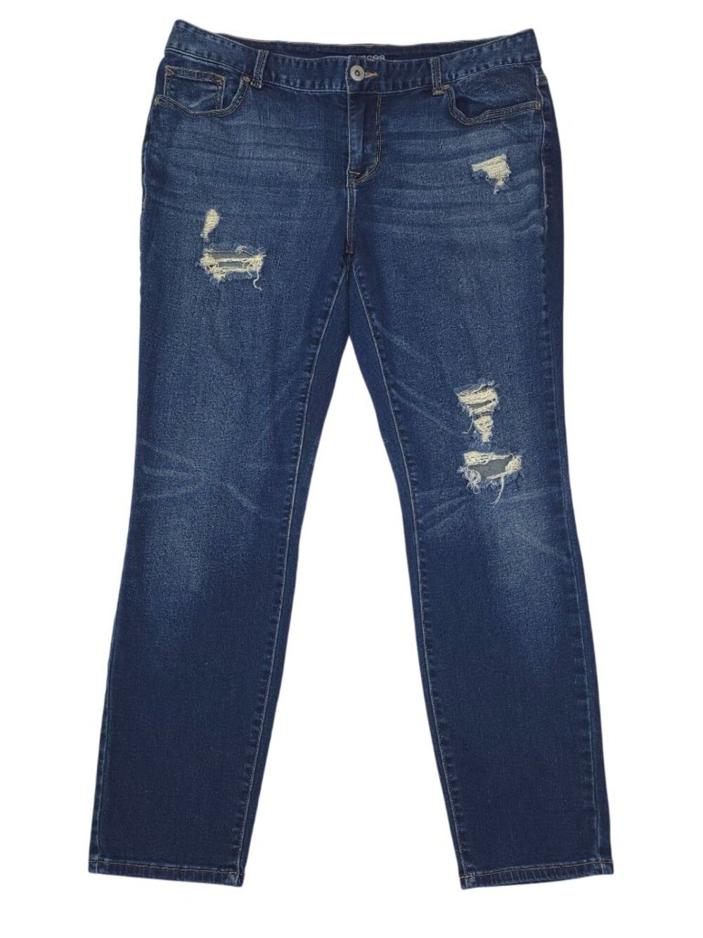 Maurices Distressed Dark Wash Straight-Leg Jeans Size 16 Regular Womens